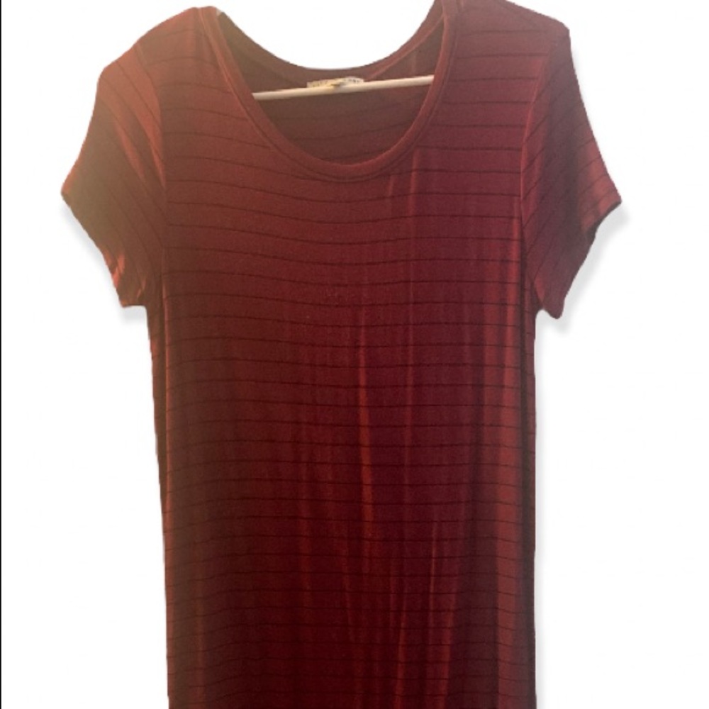 Burgundy with Black strips Dress